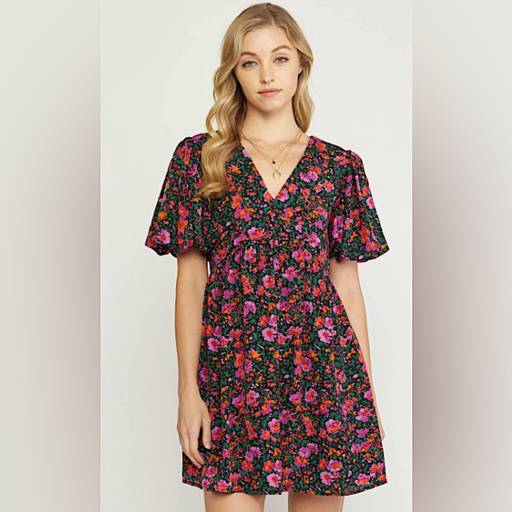 Entro Floral Babydoll Dress NWT